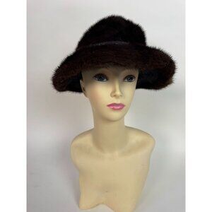 Vintage Lenore Marshall New York Mink Fur Hat With Satin Lining & Bow Detail